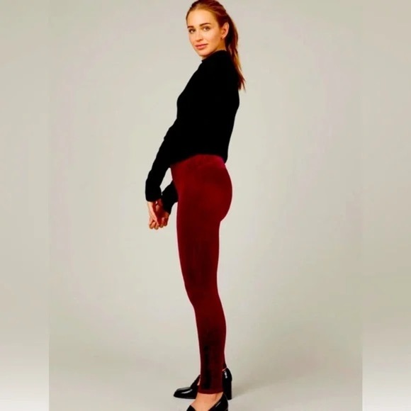 SPANX Red Velvet High Waisted Leggings- Power Waistband- Rich Burgundy- Small - Picture 7 of 16